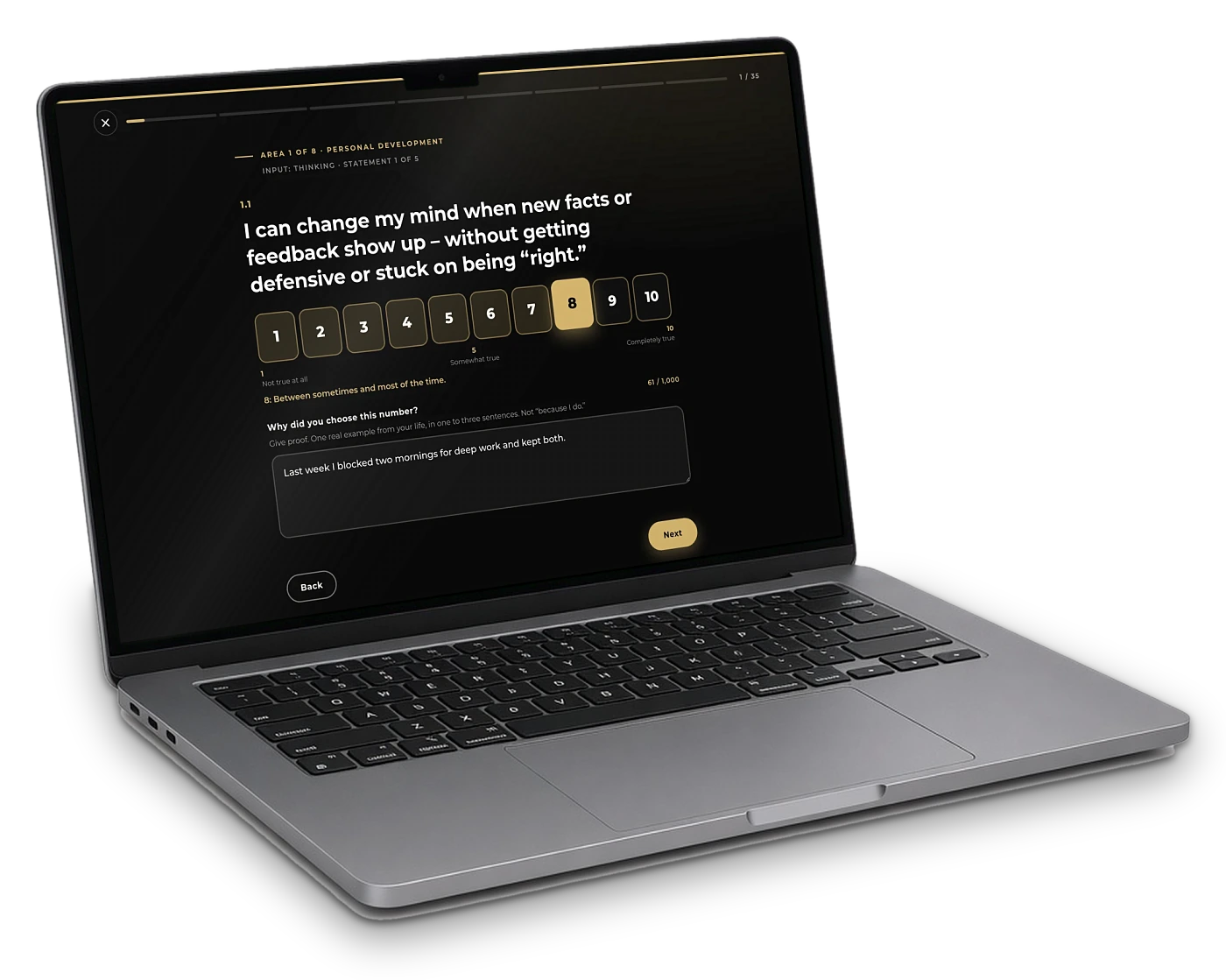 The G.Y.S.T. Score assessment open on a laptop